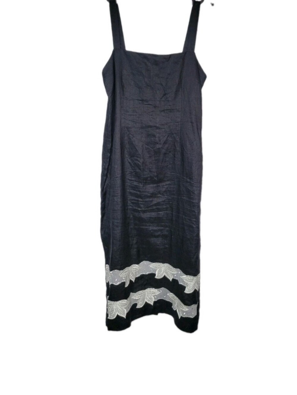 Donna Vinci Women's Size 14 Sleeveless Linen Maxi Dress Vtg Floral Hem